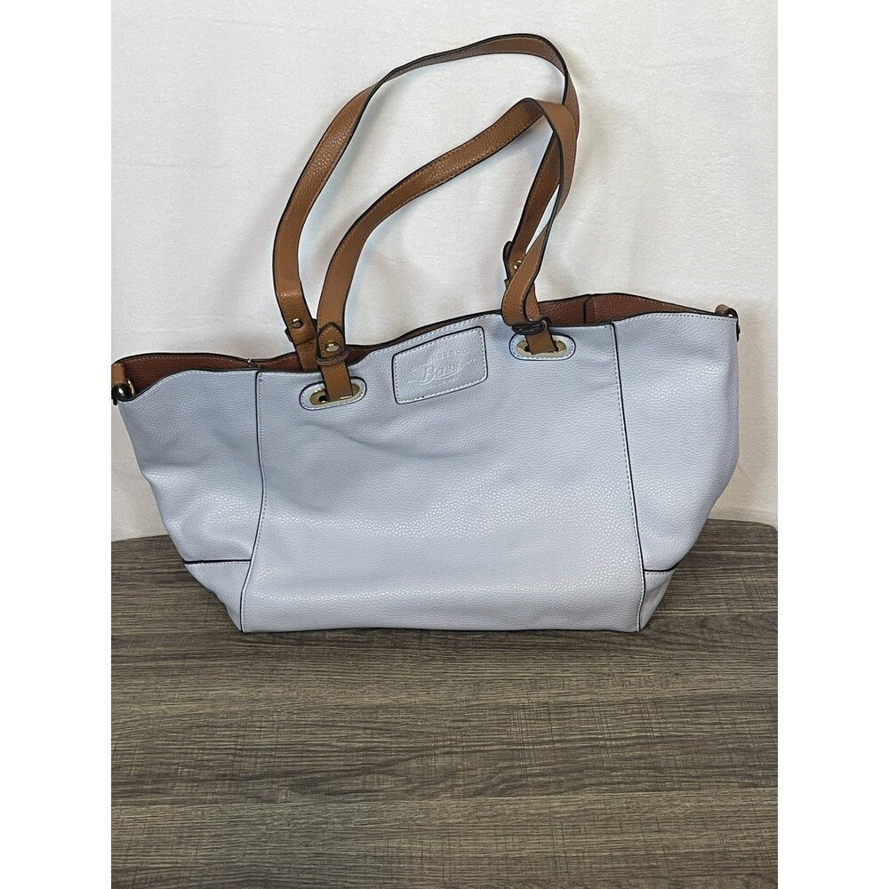 G.H. BASS & CO SKY BLUE CARRYALL TOTE HANDBAG WITH SMALL COMPARTMENT PURSE TOO
